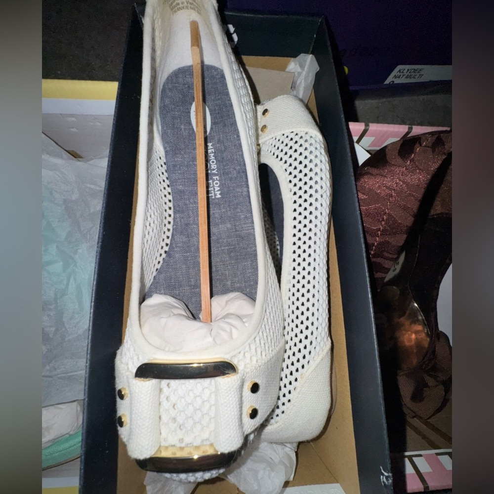 Dr. Scholl's Frankie Mesh Flat White Comfort Slip On Perforated US 7 LNIB